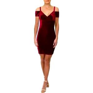 Guess Womens Velvet Ribbed Cocktail Dress